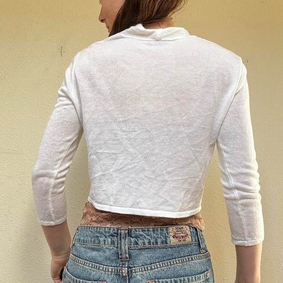 J. Jill White Linen cropped cardigan with mother of pearl buttons - Picture 8 of 8